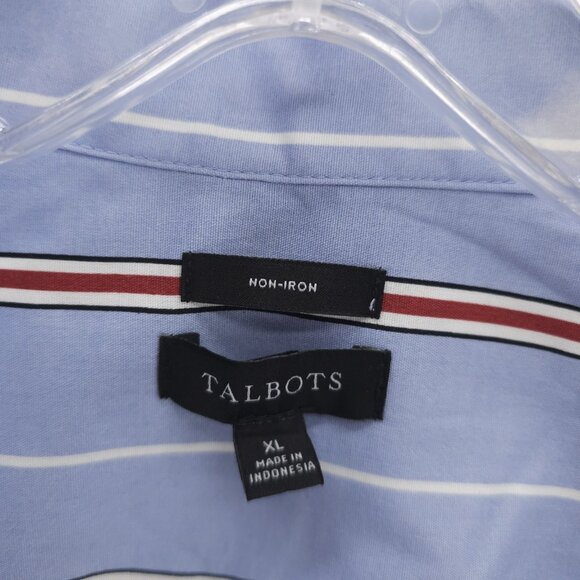 TALBOTS Sleeveless Shirt Collared Popover Blue Red Striped Non Iron EUC Size XL - Picture 5 of 6